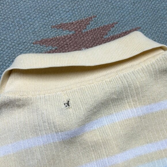 Vintage ribbed polo shirt short sleeve multicolor striped pullover women L/XL - Picture 11 of 12